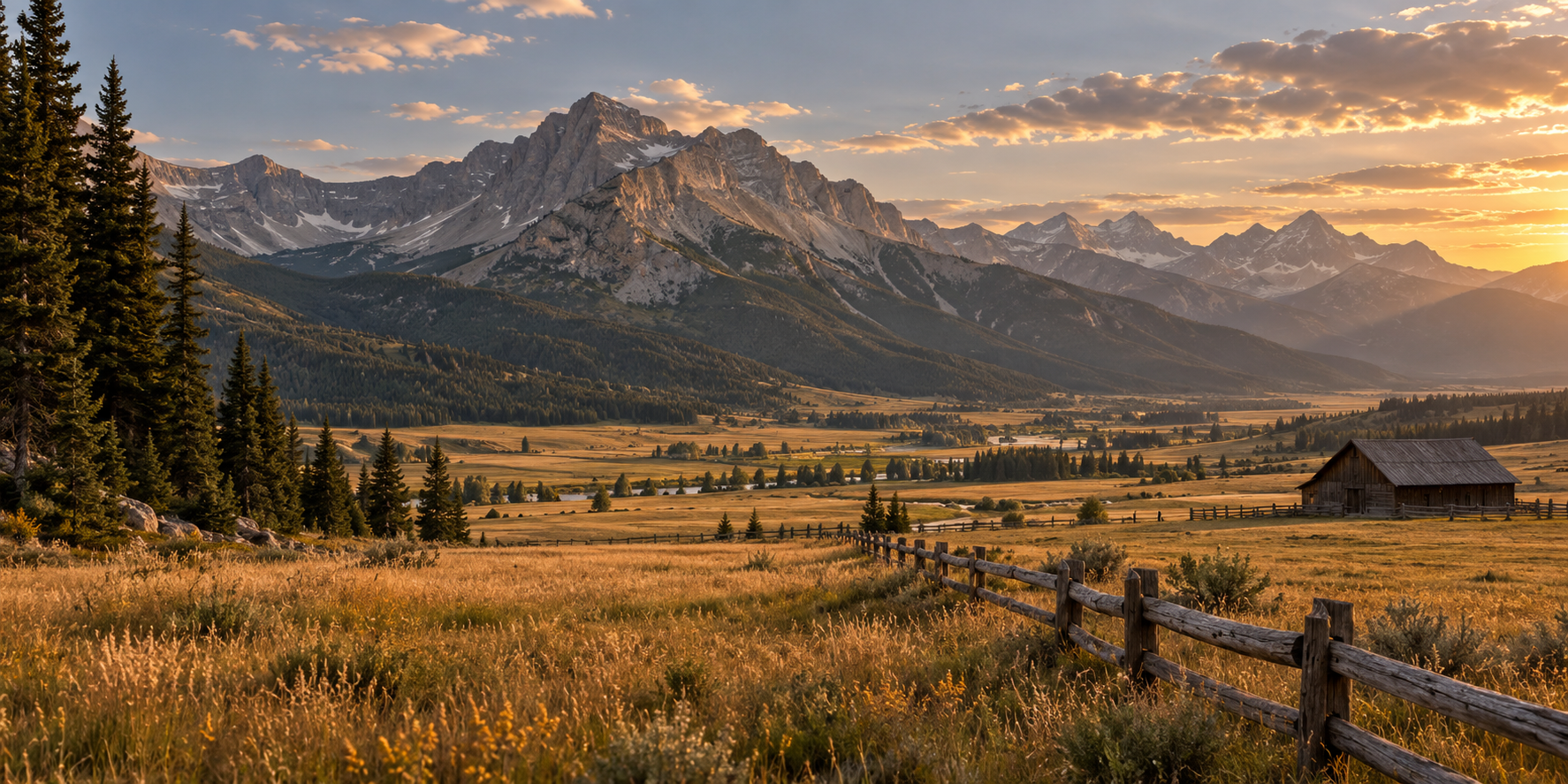 Montana-inspired mountain and ranch landscape